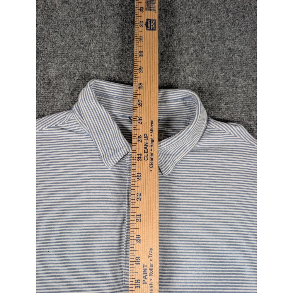 Faherty Movement Polo Shirt Mens L Blue Striped Pima Modal Long Sleeve MKC0114 - Picture 5 of 8
